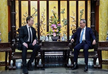 Tesla's Elon Musk Meets With China's Premier Li Qiang in Beijing